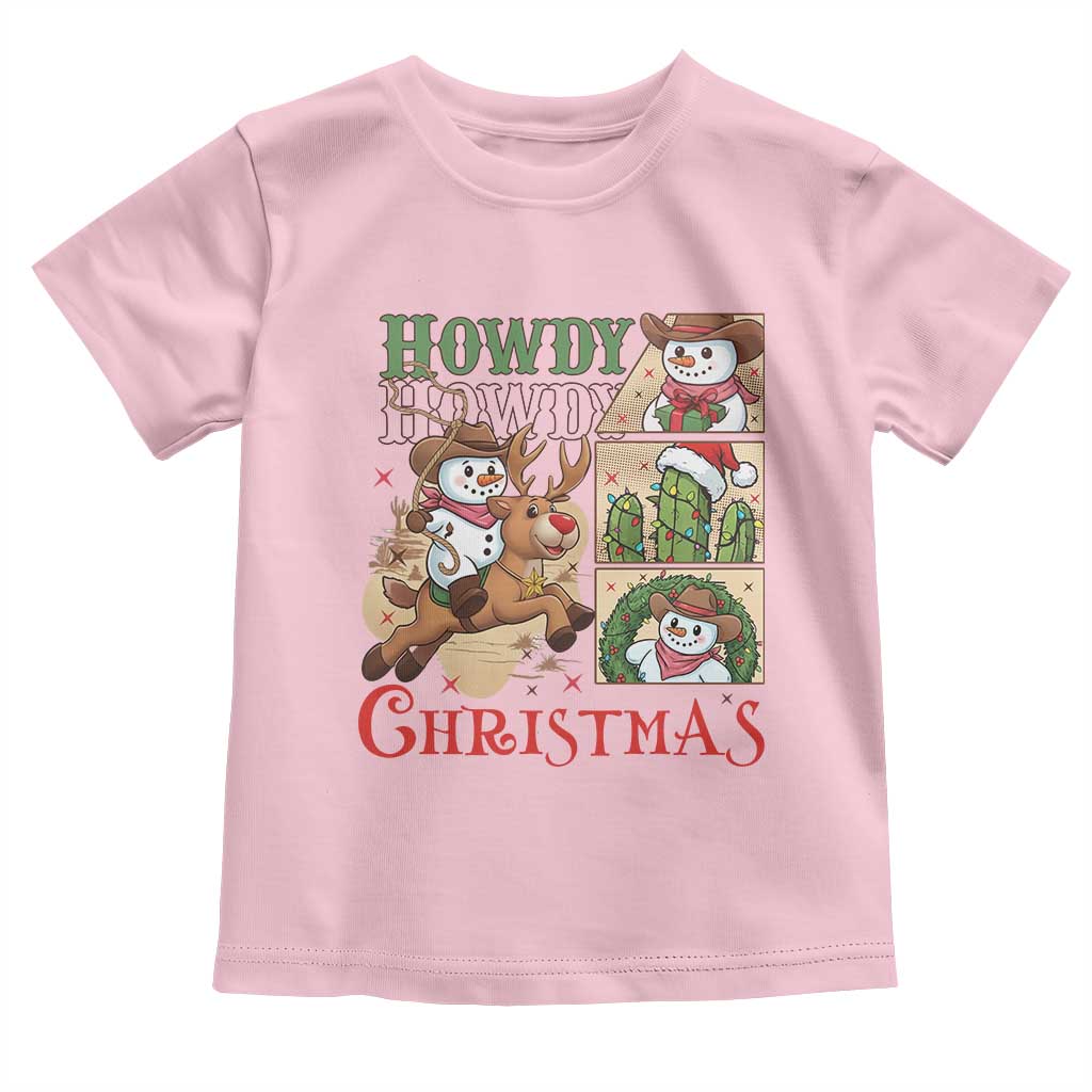 Funny Snowman Cowboy Howdy Christmas Toddler T Shirt Western Holiday Gift - Wonder Print Shop