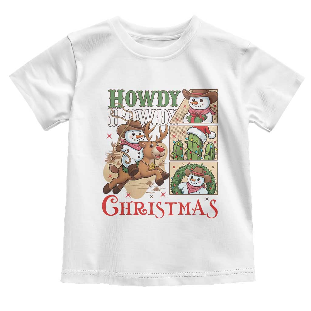 Funny Snowman Cowboy Howdy Christmas Toddler T Shirt Western Holiday Gift - Wonder Print Shop