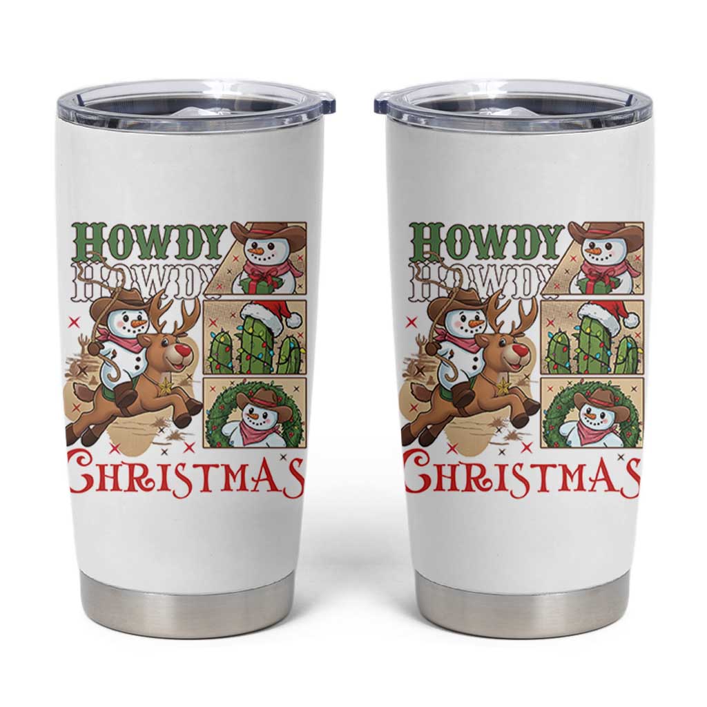 Funny Snowman Cowboy Howdy Christmas Tumbler Cup Western Holiday Gift - Wonder Print Shop