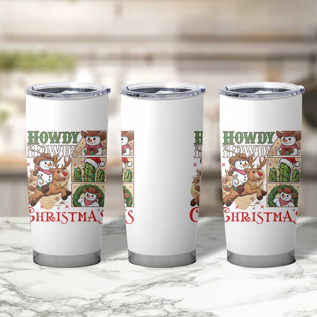 Funny Snowman Cowboy Howdy Christmas Tumbler Cup Western Holiday Gift - Wonder Print Shop