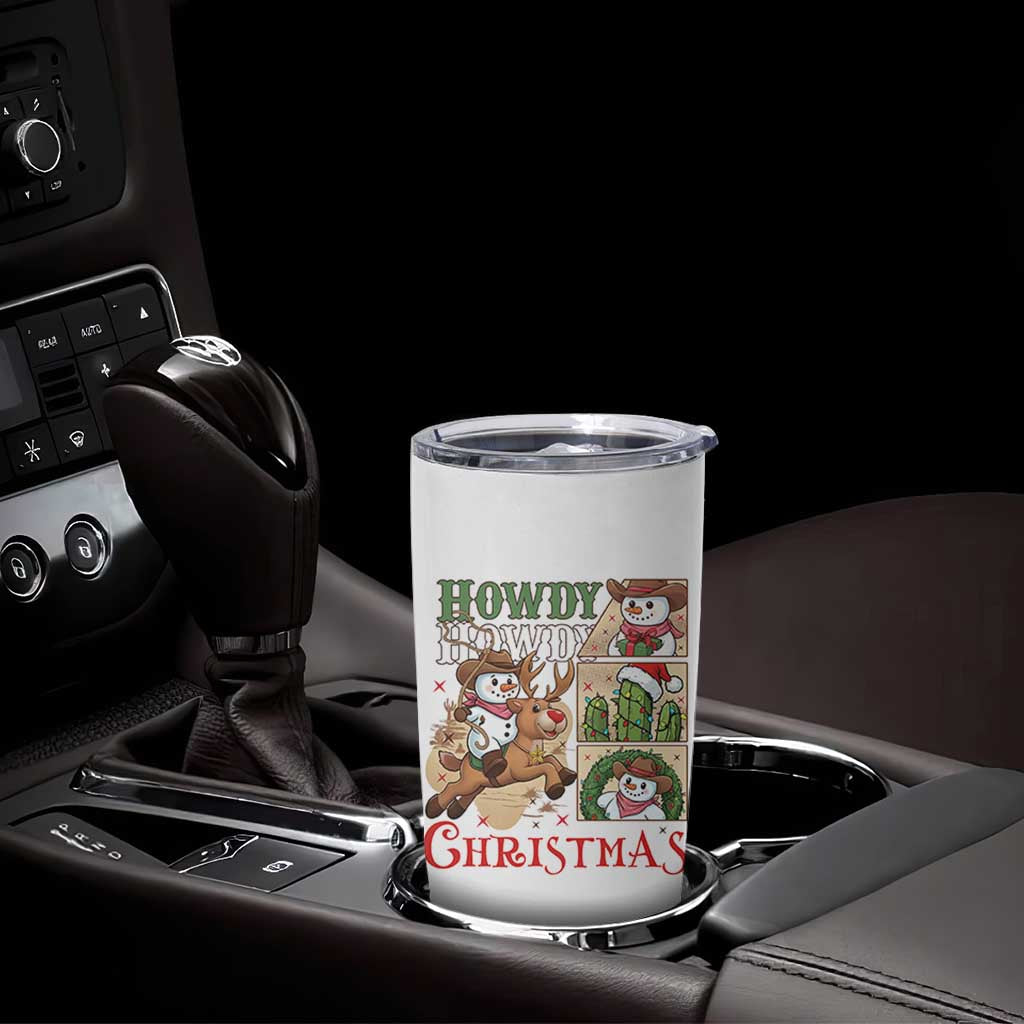 Funny Snowman Cowboy Howdy Christmas Tumbler Cup Western Holiday Gift - Wonder Print Shop