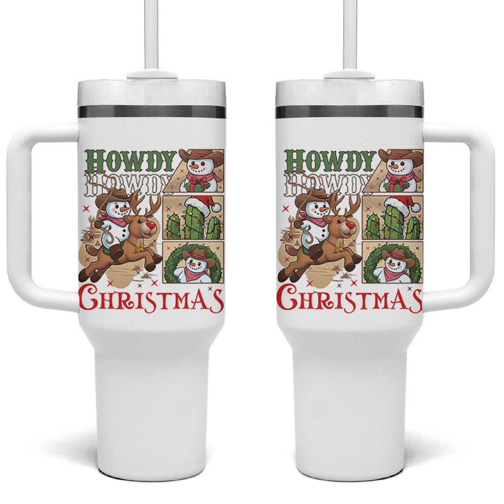Funny Snowman Cowboy Howdy Christmas Tumbler With Handle Western Holiday Gift - Wonder Print Shop