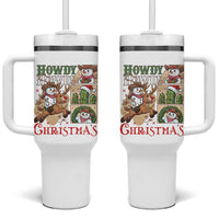 Funny Snowman Cowboy Howdy Christmas Tumbler With Handle Western Holiday Gift - Wonder Print Shop