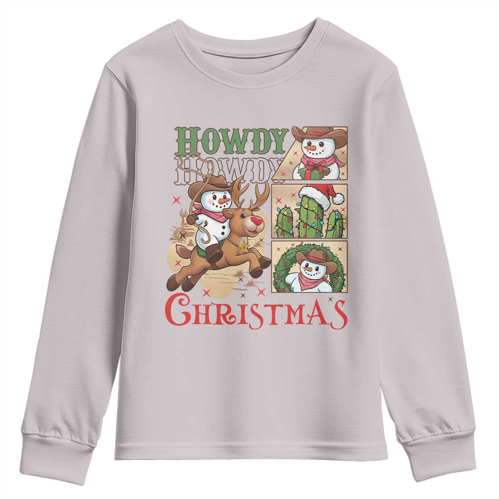 Funny Snowman Cowboy Howdy Christmas Youth Sweatshirt Western Holiday Gift - Wonder Print Shop