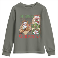 Funny Snowman Cowboy Howdy Christmas Youth Sweatshirt Western Holiday Gift - Wonder Print Shop