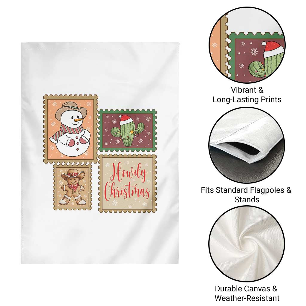 Howdy Christmas Postage Stamp Garden Flag Western Life Holiday Gift - Wonder Print Shop