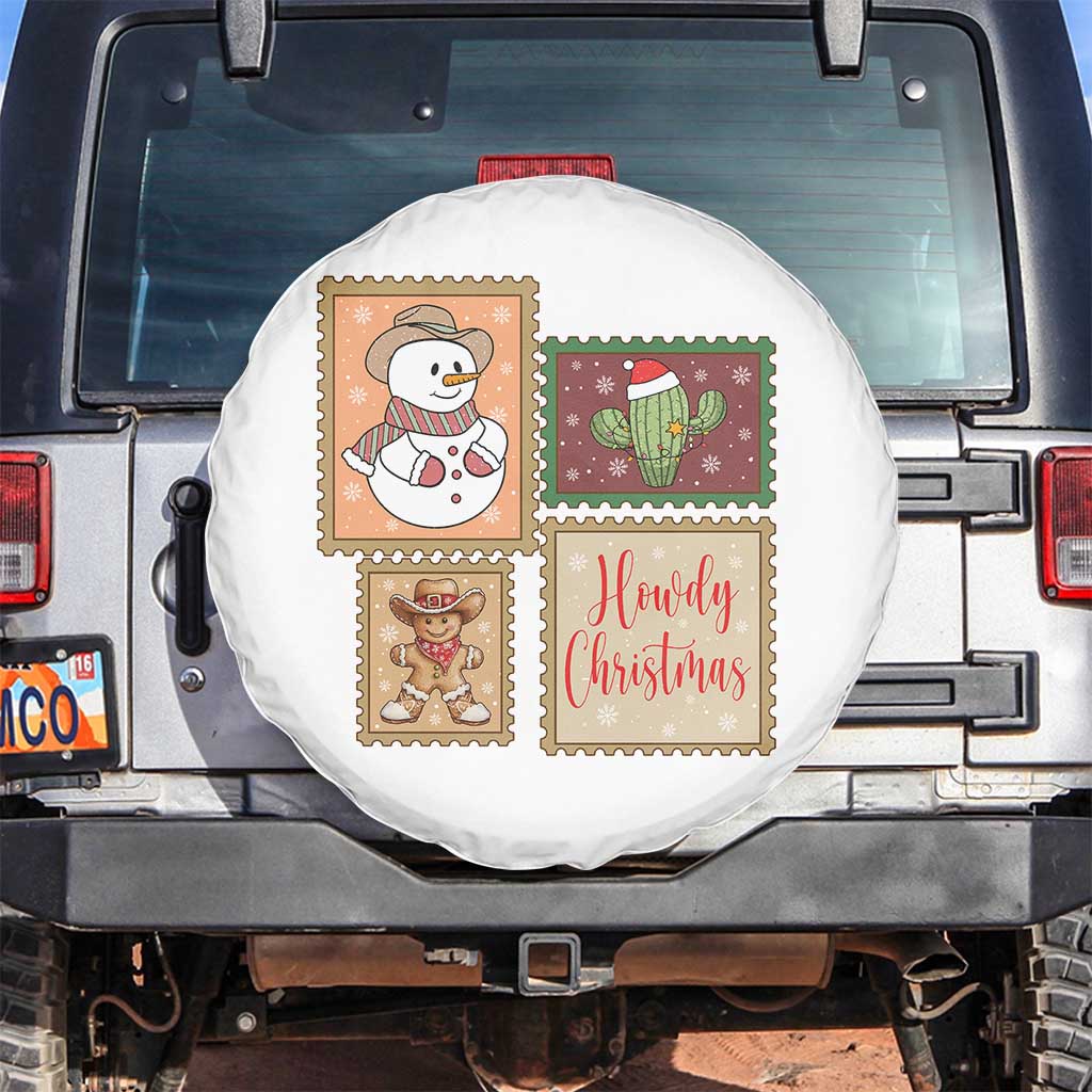Howdy Christmas Postage Stamp Spare Tire Cover Western Life Holiday Gift - Wonder Print Shop