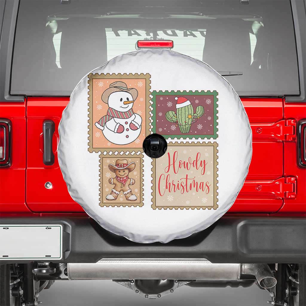 Howdy Christmas Postage Stamp Spare Tire Cover Western Life Holiday Gift - Wonder Print Shop