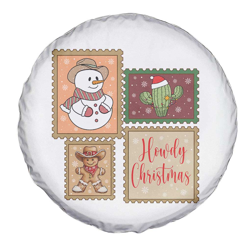 Howdy Christmas Postage Stamp Spare Tire Cover Western Life Holiday Gift - Wonder Print Shop
