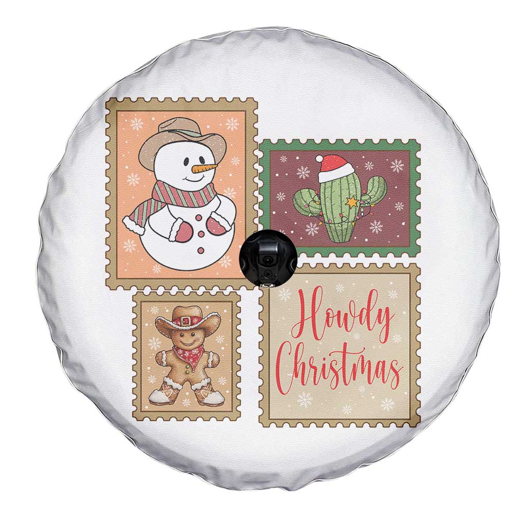 Howdy Christmas Postage Stamp Spare Tire Cover Western Life Holiday Gift - Wonder Print Shop
