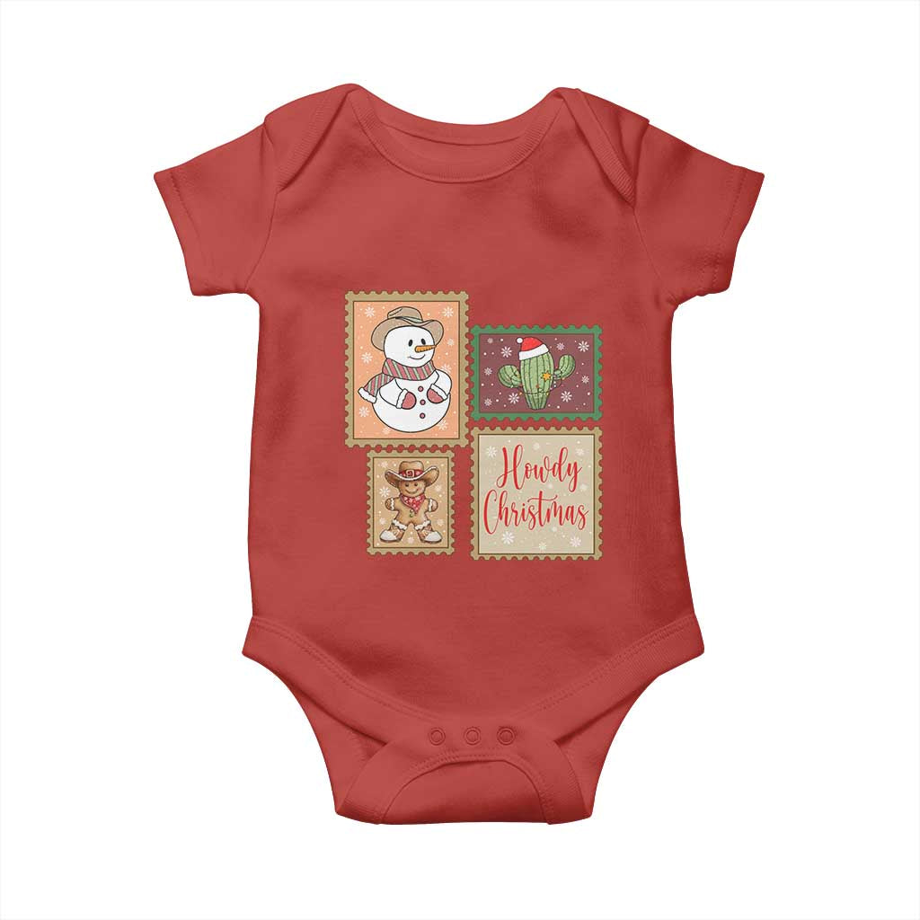 Howdy Christmas Postage Stamp Baby Onesie Western Life Holiday Gift - Wonder Print Shop