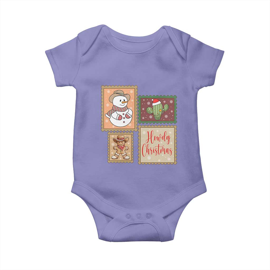 Howdy Christmas Postage Stamp Baby Onesie Western Life Holiday Gift - Wonder Print Shop