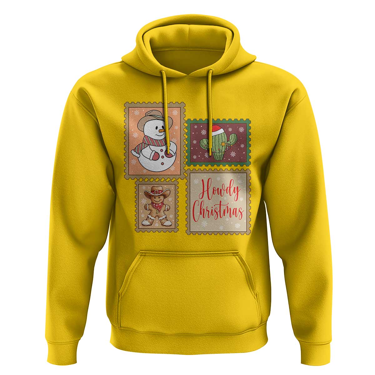 Howdy Christmas Postage Stamp Hoodie Western Life Holiday Gift - Wonder Print Shop