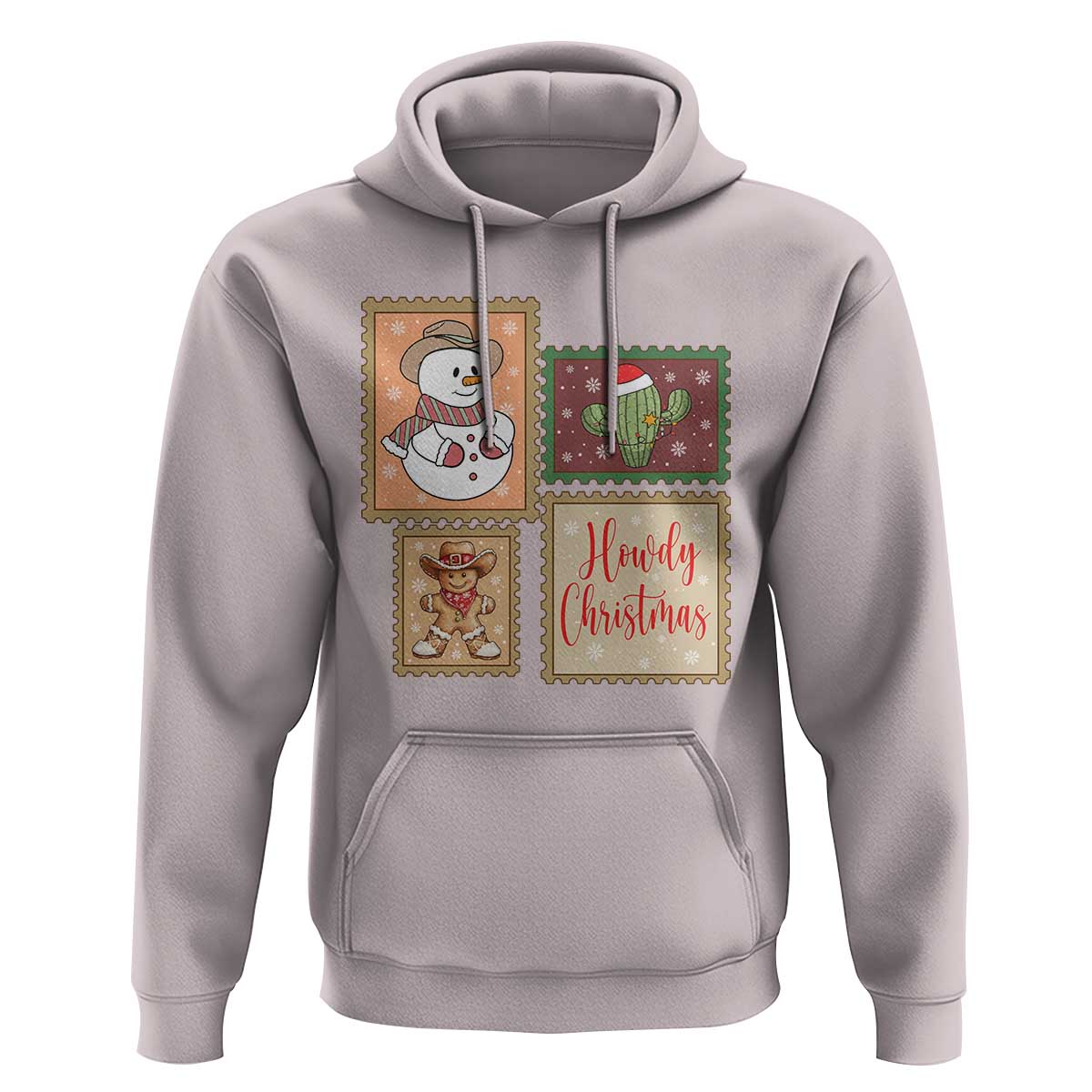 Howdy Christmas Postage Stamp Hoodie Western Life Holiday Gift - Wonder Print Shop