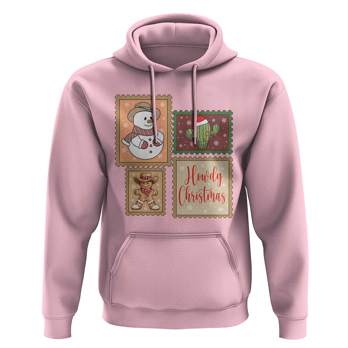 Howdy Christmas Postage Stamp Hoodie Western Life Holiday Gift - Wonder Print Shop