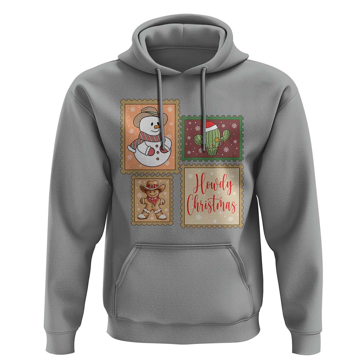 Howdy Christmas Postage Stamp Hoodie Western Life Holiday Gift - Wonder Print Shop