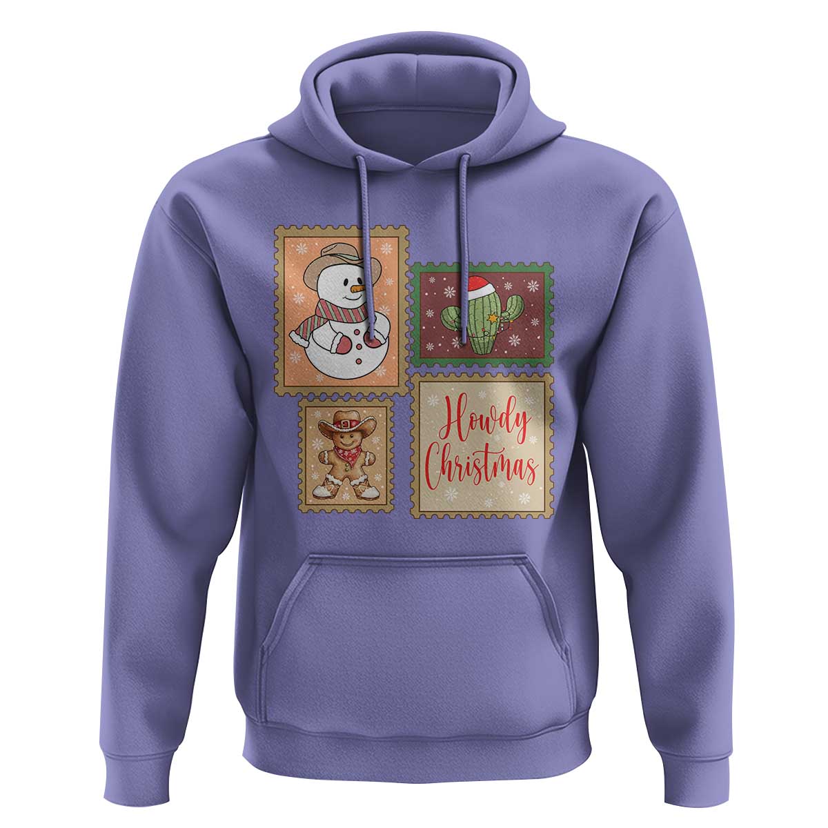 Howdy Christmas Postage Stamp Hoodie Western Life Holiday Gift - Wonder Print Shop