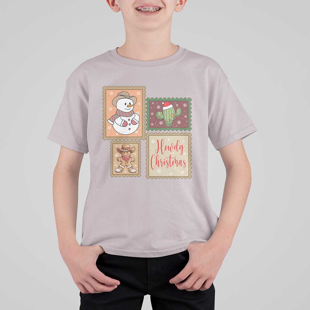 Howdy Christmas Postage Stamp T Shirt For Kid Western Life Holiday Gift - Wonder Print Shop