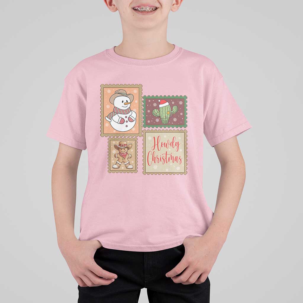 Howdy Christmas Postage Stamp T Shirt For Kid Western Life Holiday Gift - Wonder Print Shop