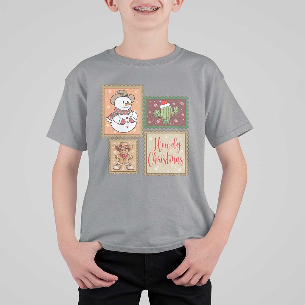 Howdy Christmas Postage Stamp T Shirt For Kid Western Life Holiday Gift - Wonder Print Shop