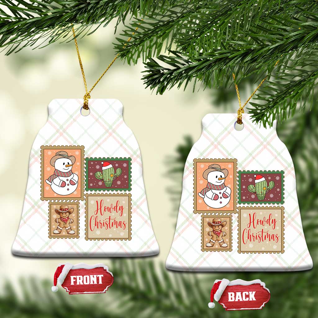 Howdy Christmas Postage Stamp Ceramic Ornament Western Life Holiday Gift - Wonder Print Shop