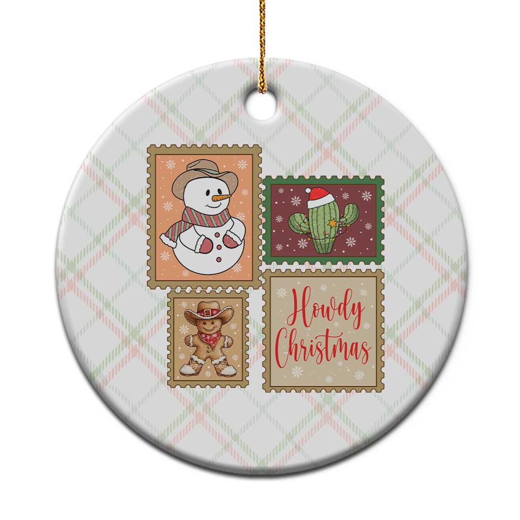 Howdy Christmas Postage Stamp Ceramic Ornament Western Life Holiday Gift - Wonder Print Shop