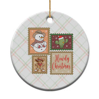 Howdy Christmas Postage Stamp Ceramic Ornament Western Life Holiday Gift - Wonder Print Shop