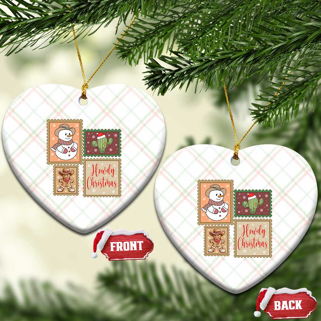Howdy Christmas Postage Stamp Ceramic Ornament Western Life Holiday Gift - Wonder Print Shop