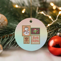 Howdy Christmas Postage Stamp Ceramic Ornament Western Life Holiday Gift - Wonder Print Shop