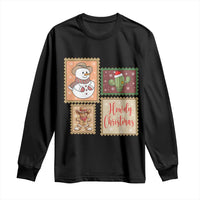 Howdy Christmas Postage Stamp Long Sleeve Shirt Western Life Holiday Gift - Wonder Print Shop