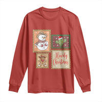 Howdy Christmas Postage Stamp Long Sleeve Shirt Western Life Holiday Gift - Wonder Print Shop