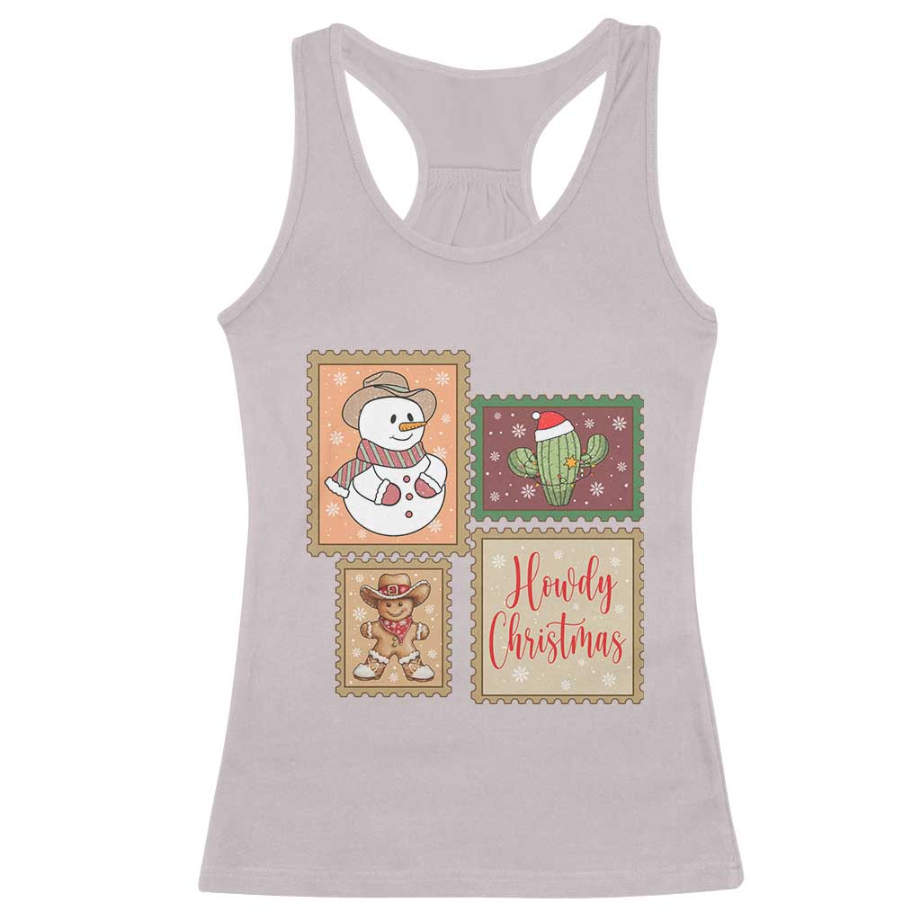 Howdy Christmas Postage Stamp Racerback Tank Top Western Life Holiday Gift - Wonder Print Shop