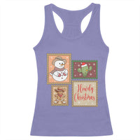 Howdy Christmas Postage Stamp Racerback Tank Top Western Life Holiday Gift - Wonder Print Shop
