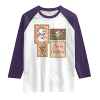 Howdy Christmas Postage Stamp Raglan Shirt Western Life Holiday Gift - Wonder Print Shop