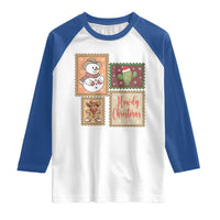 Howdy Christmas Postage Stamp Raglan Shirt Western Life Holiday Gift - Wonder Print Shop