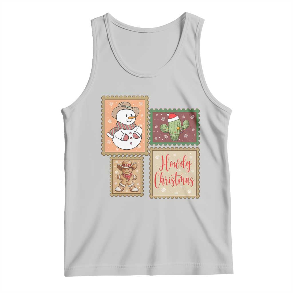 Howdy Christmas Postage Stamp Tank Top Western Life Holiday Gift - Wonder Print Shop