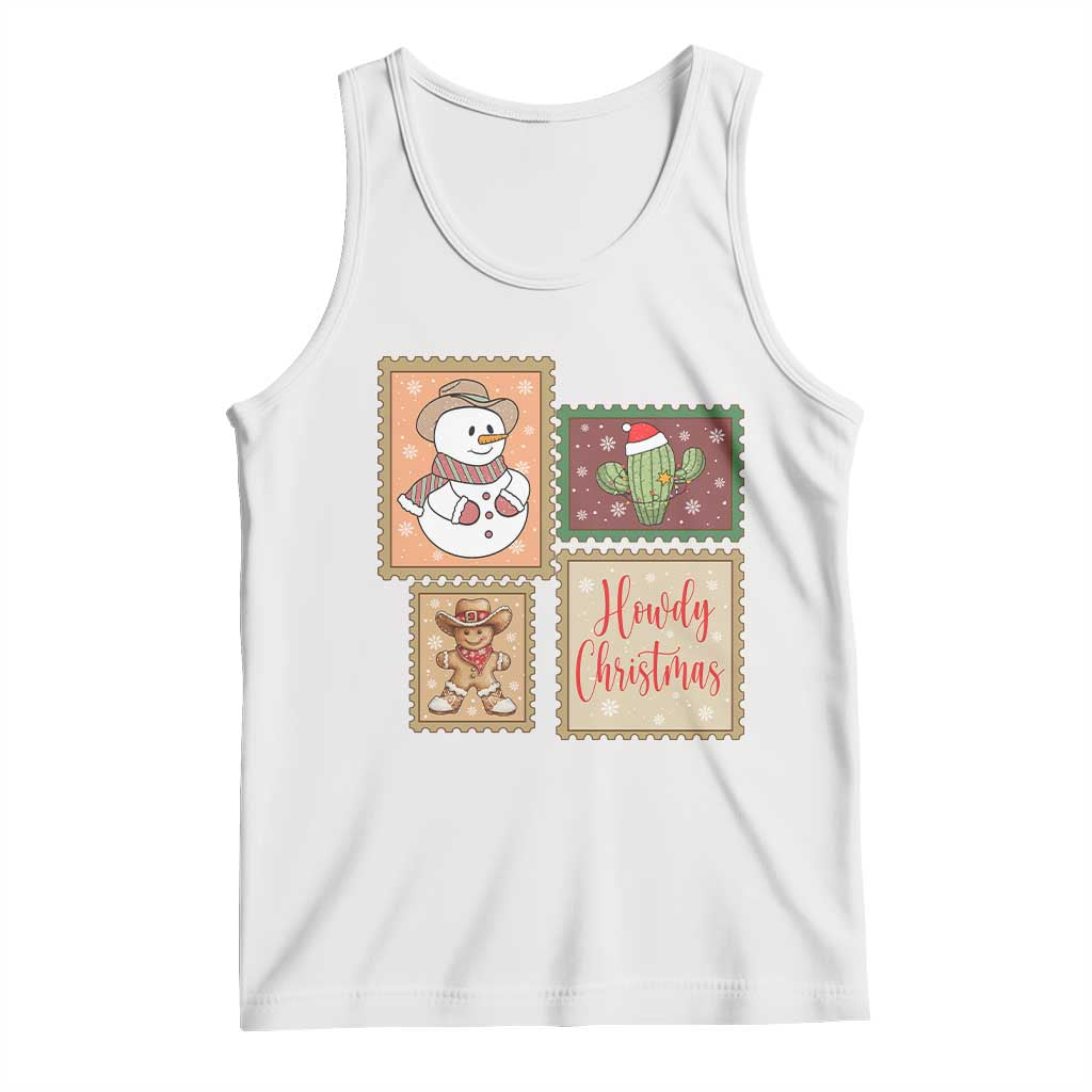 Howdy Christmas Postage Stamp Tank Top Western Life Holiday Gift - Wonder Print Shop