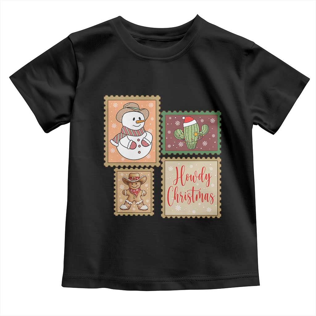 Howdy Christmas Postage Stamp Toddler T Shirt Western Life Holiday Gift - Wonder Print Shop