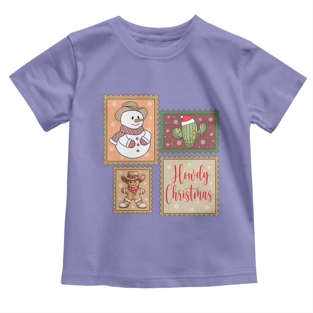 Howdy Christmas Postage Stamp Toddler T Shirt Western Life Holiday Gift - Wonder Print Shop