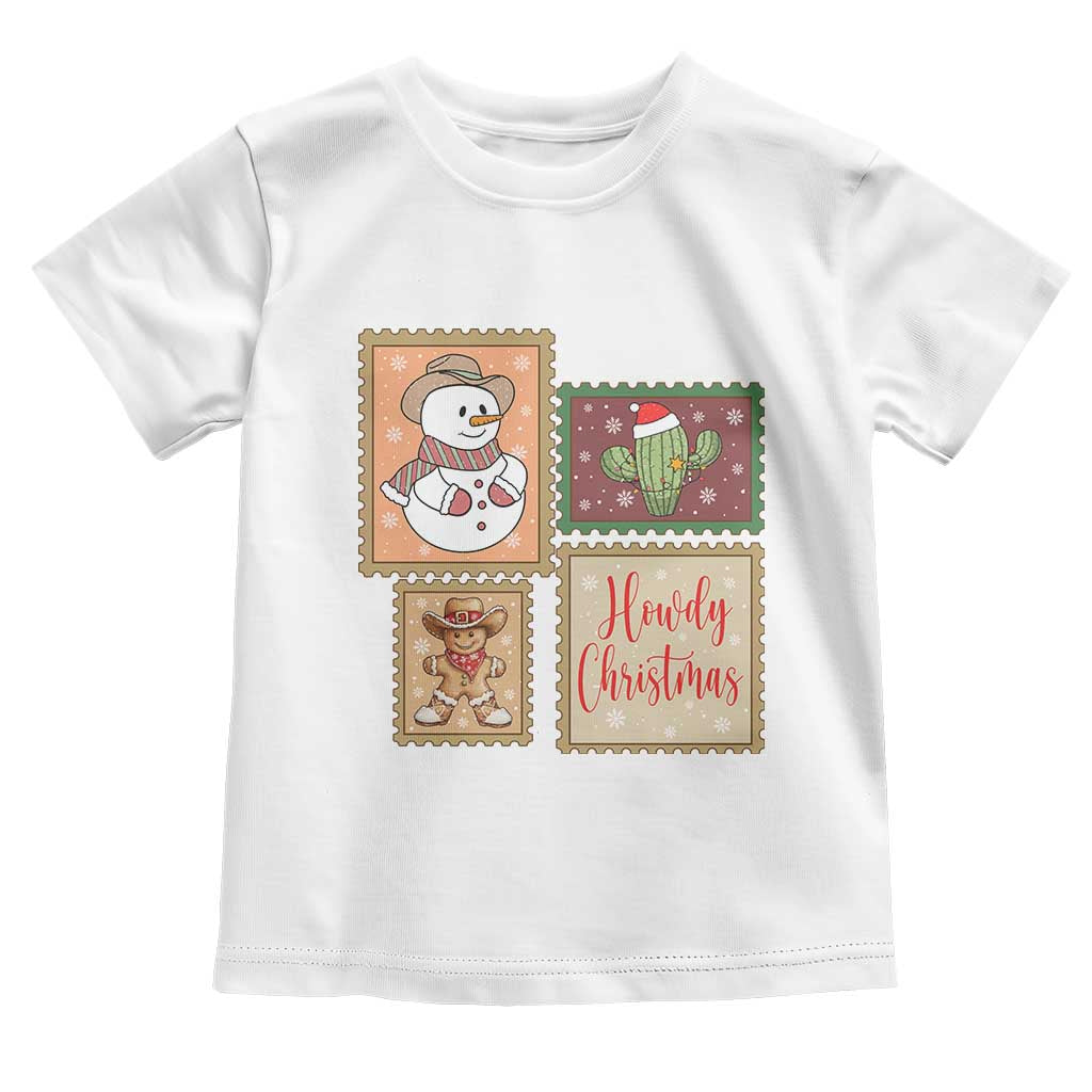 Howdy Christmas Postage Stamp Toddler T Shirt Western Life Holiday Gift - Wonder Print Shop