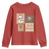 Howdy Christmas Postage Stamp Youth Sweatshirt Western Life Holiday Gift - Wonder Print Shop