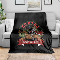 Funny Western Skeleton Cowboy Christmas Throw Blanket Howdy Holidays - Wonder Print Shop