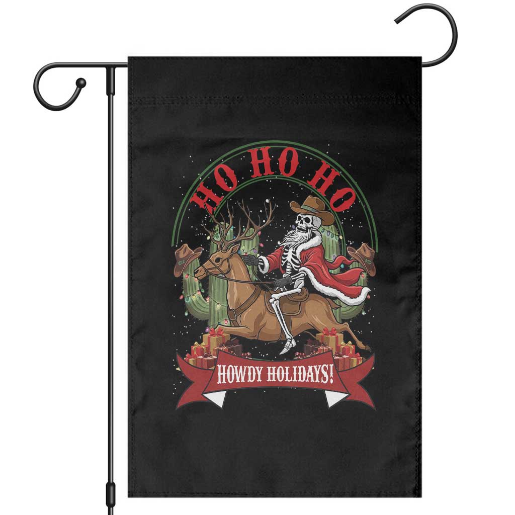 Funny Western Skeleton Cowboy Christmas Garden Flag Howdy Holidays - Wonder Print Shop