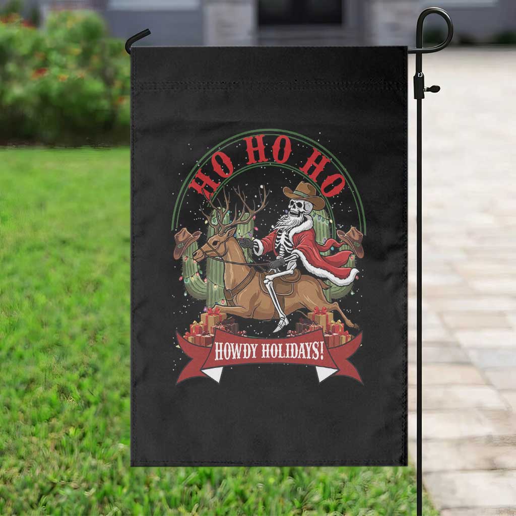 Funny Western Skeleton Cowboy Christmas Garden Flag Howdy Holidays - Wonder Print Shop