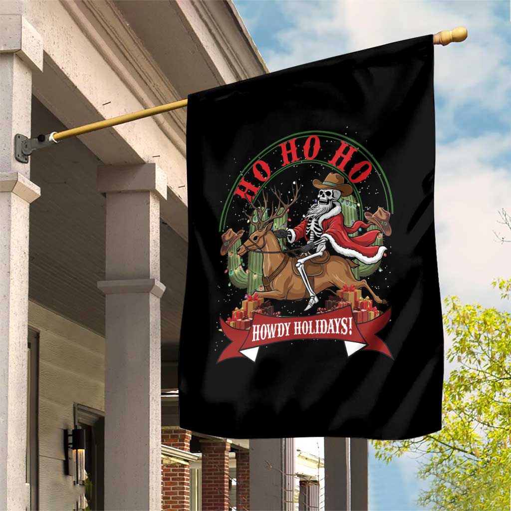 Funny Western Skeleton Cowboy Christmas Garden Flag Howdy Holidays - Wonder Print Shop