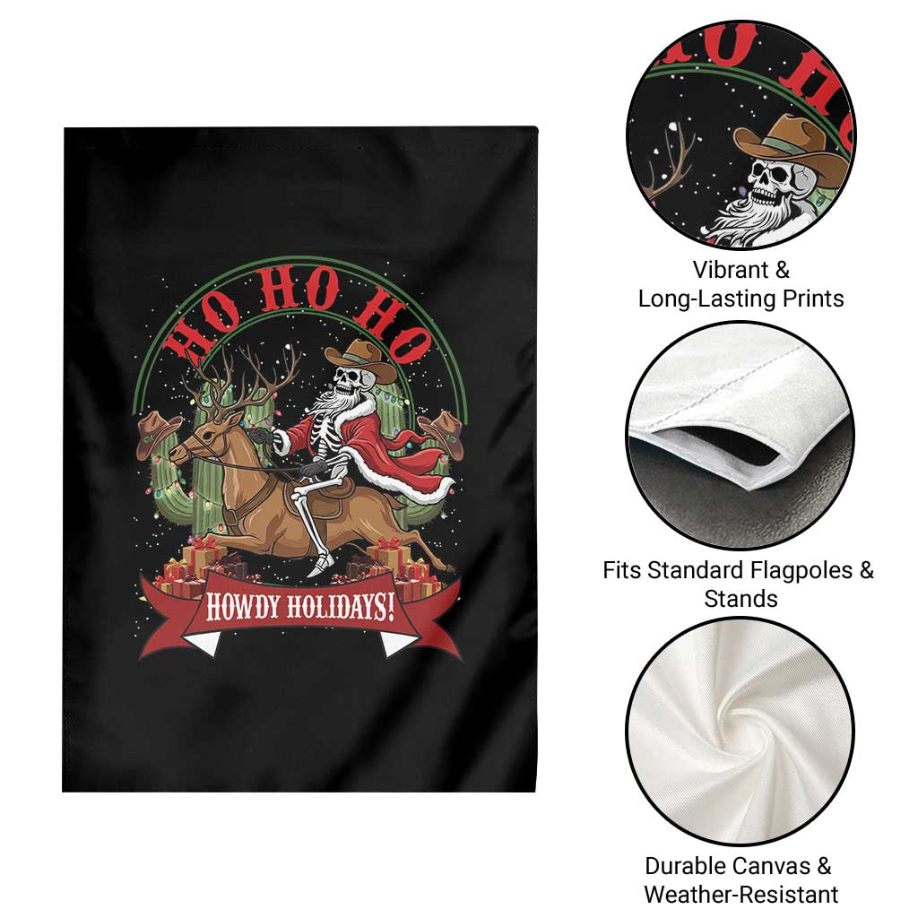Funny Western Skeleton Cowboy Christmas Garden Flag Howdy Holidays - Wonder Print Shop