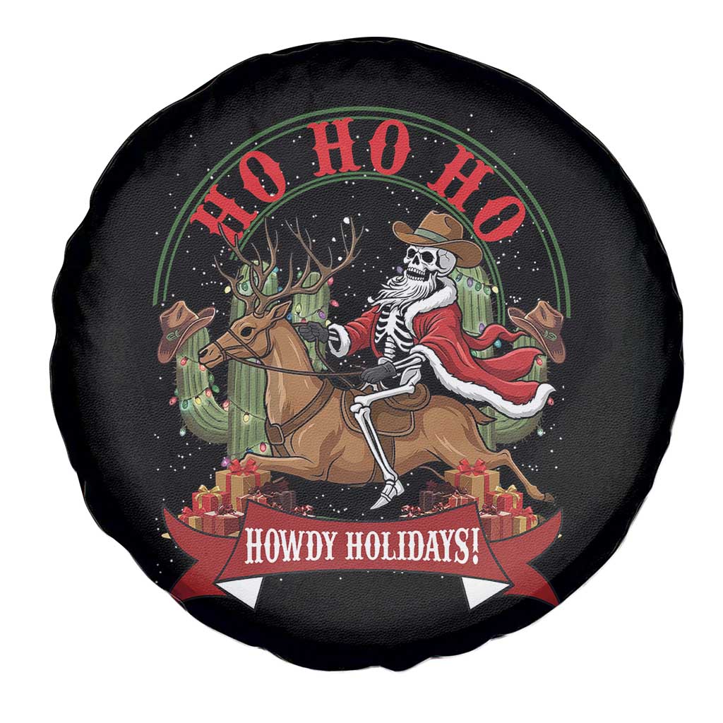 Funny Western Skeleton Cowboy Christmas Spare Tire Cover Howdy Holidays - Wonder Print Shop