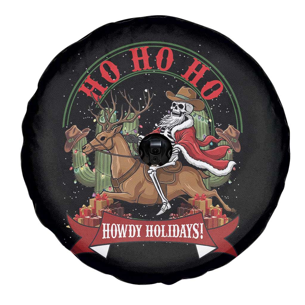Funny Western Skeleton Cowboy Christmas Spare Tire Cover Howdy Holidays - Wonder Print Shop