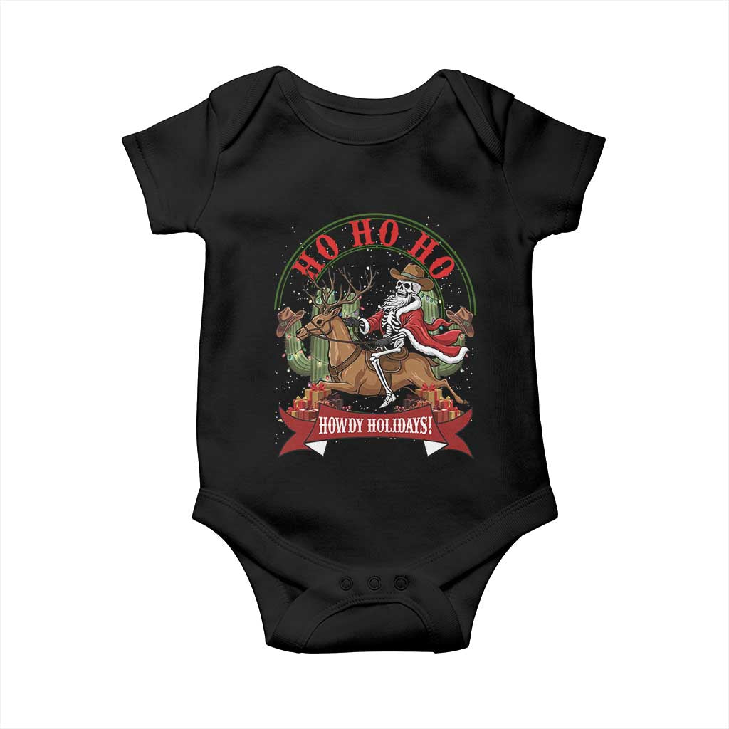 Funny Western Skeleton Cowboy Christmas Baby Onesie Howdy Holidays - Wonder Print Shop