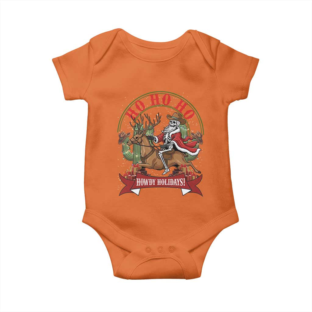 Funny Western Skeleton Cowboy Christmas Baby Onesie Howdy Holidays - Wonder Print Shop